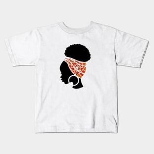 Afro Hair Woman with African Pattern Headwrap Kids T-Shirt